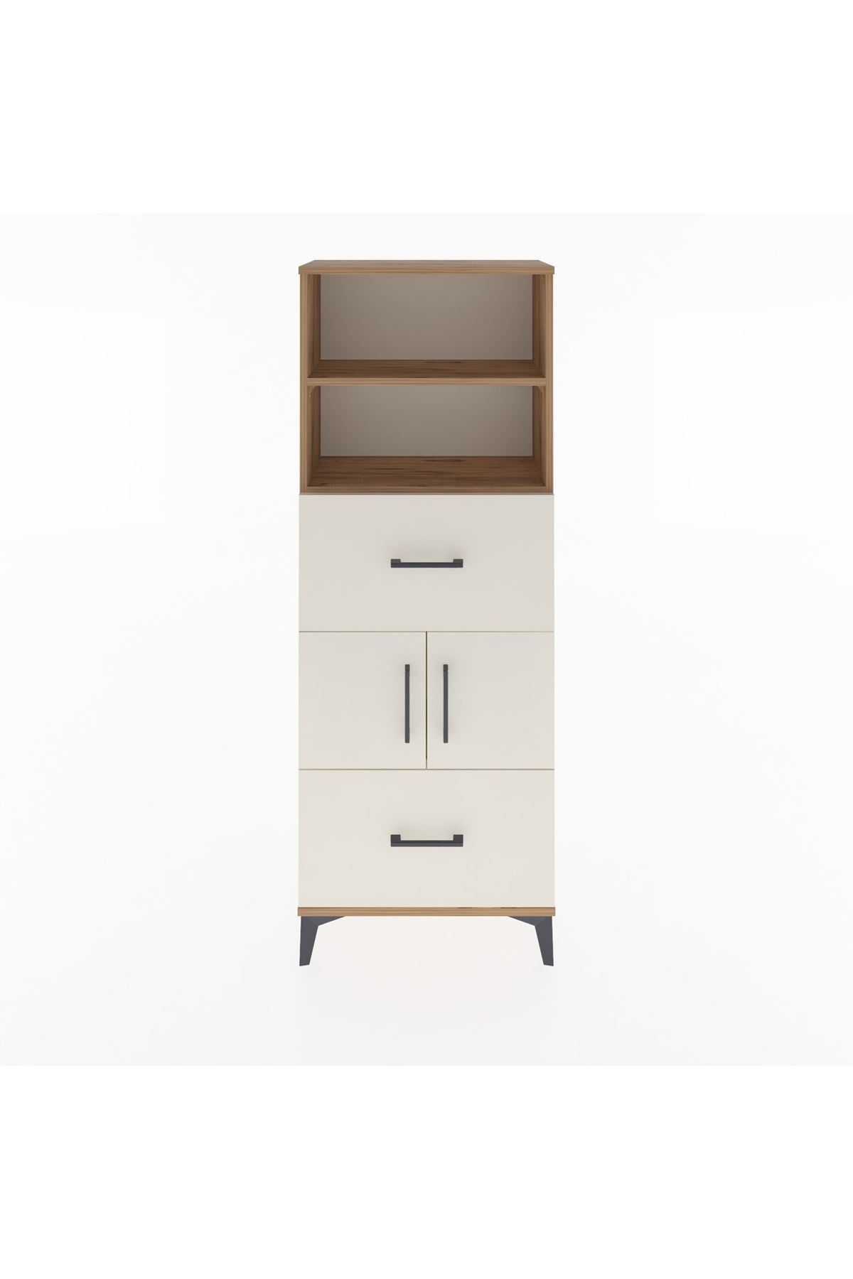 Arges Dolap 3 Raflı 2 Çekmeceli 2 Kapaklı 60x30x163 Çam-Aytaşı
