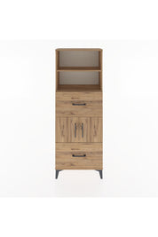 Arges Dolap 3 Raflı 2 Çekmeceli 2 Kapaklı 60x30x163 Çam-Çam