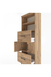 Arges Dolap 3 Raflı 2 Çekmeceli 2 Kapaklı 60x30x163 Çam-Çam