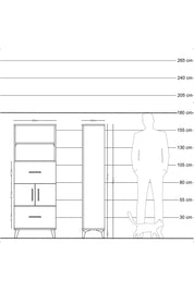 Arges Dolap 3 Raflı 2 Çekmeceli 2 Kapaklı 60x30x163 Çam-Çam