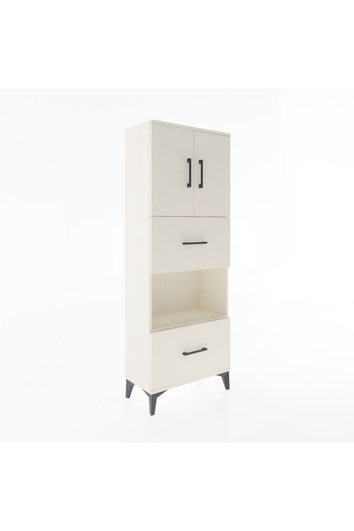 Arges Dolap 3 Raflı 2 Çekmeceli 2 Kapaklı 60x30x163 Aytaşı-Aytaşı