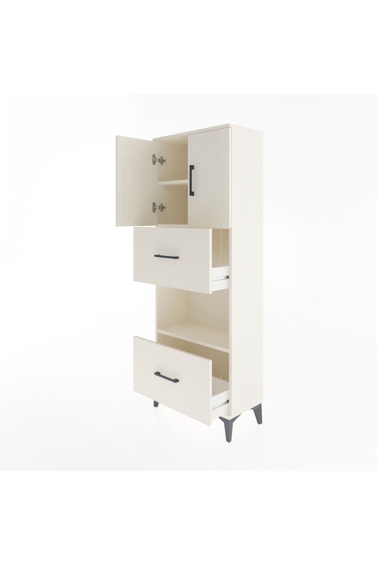 Arges Dolap 3 Raflı 2 Çekmeceli 2 Kapaklı 60x30x163 Aytaşı-Aytaşı