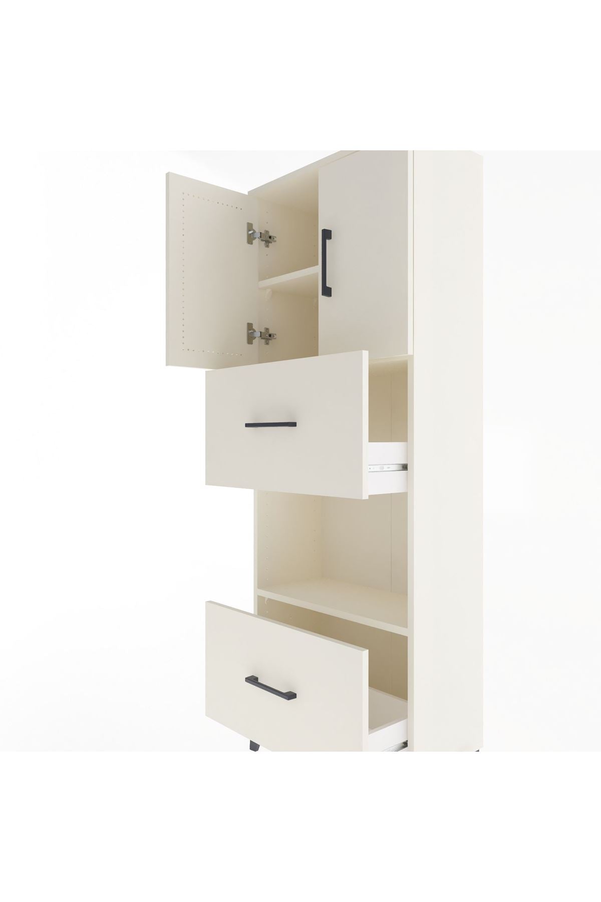 Arges Dolap 3 Raflı 2 Çekmeceli 2 Kapaklı 60x30x163 Aytaşı-Aytaşı