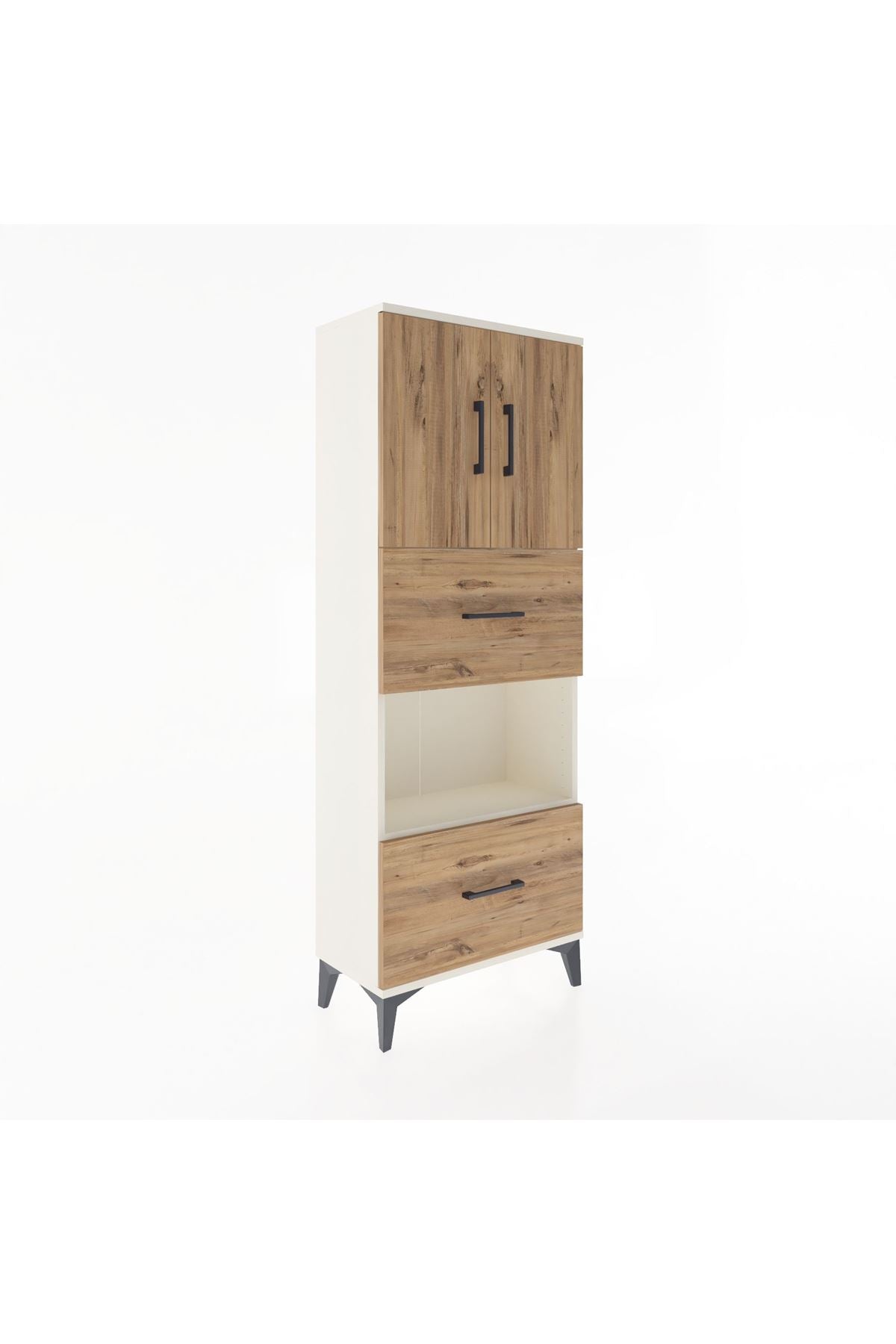 Arges Dolap 3 Raflı 2 Çekmeceli 2 Kapaklı 60x30x163 Aytaşı-Çam