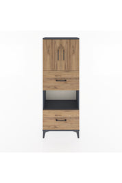 Arges Dolap 3 Raflı 2 Çekmeceli 2 Kapaklı 60x30x163 Antrasit-Çam