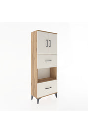 Arges Dolap 3 Raflı 2 Çekmeceli 2 Kapaklı 60x30x163 Çam-Aytaşı