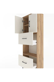 Arges Dolap 3 Raflı 2 Çekmeceli 2 Kapaklı 60x30x163 Çam-Aytaşı