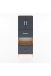 Arges Dolap 3 Raflı 2 Çekmeceli 2 Kapaklı 60x30x163 Çam-Antrasit