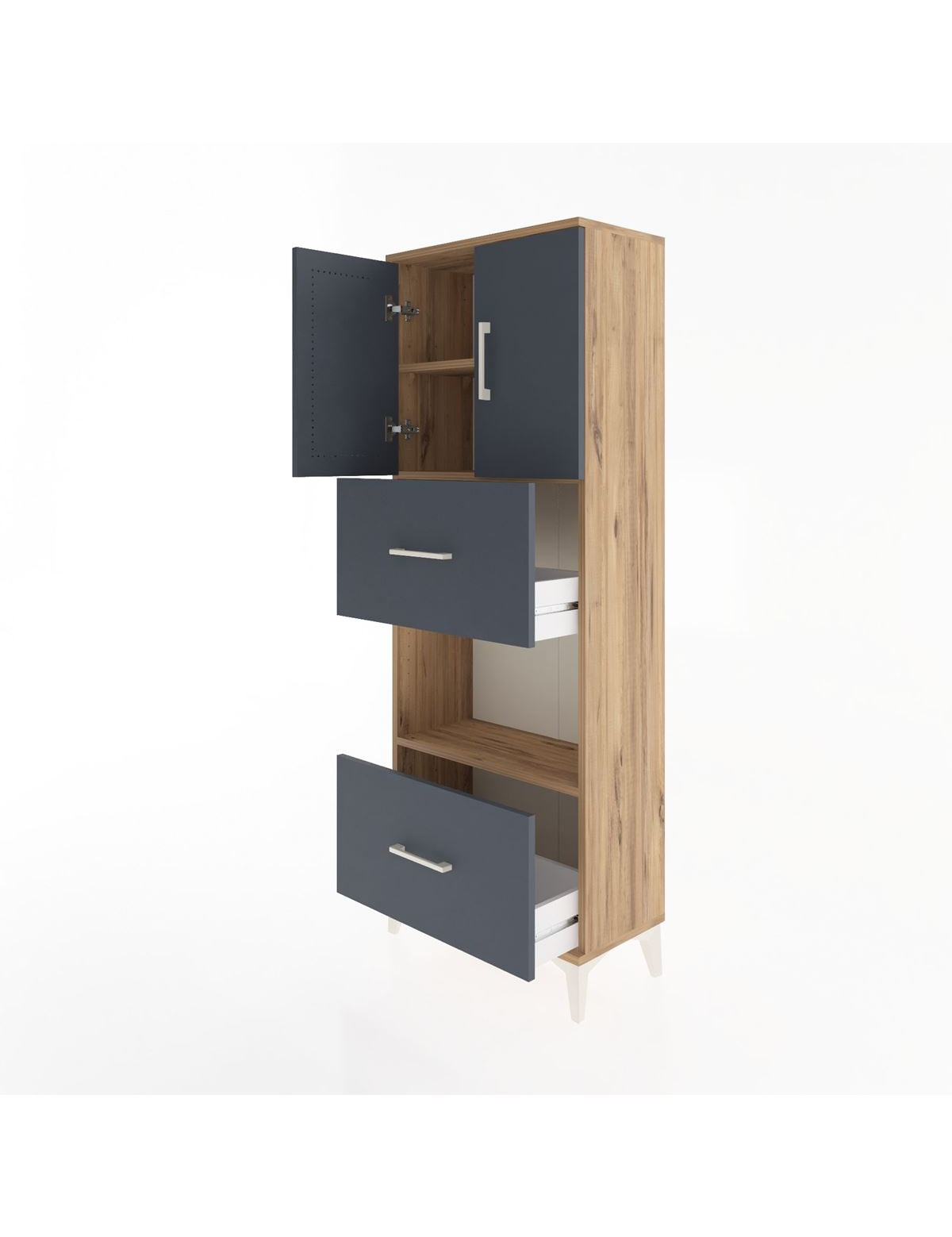 Arges Dolap 3 Raflı 2 Çekmeceli 2 Kapaklı 60x30x163 - S20M069V8A