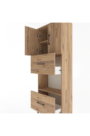 Arges Dolap 3 Raflı 2 Çekmeceli 2 Kapaklı 60x30x163 Çam-Çam