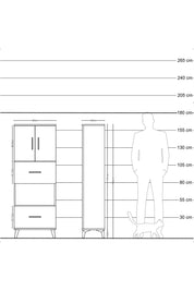 Arges Dolap 3 Raflı 2 Çekmeceli 2 Kapaklı 60x30x163 Çam-Çam