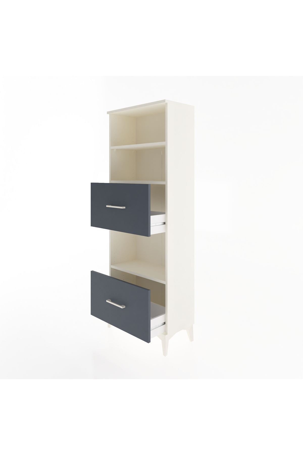 Arges Dolap 3 Raflı 2 Çekmeceli 60x30x163 Aytaşı-Antrasit