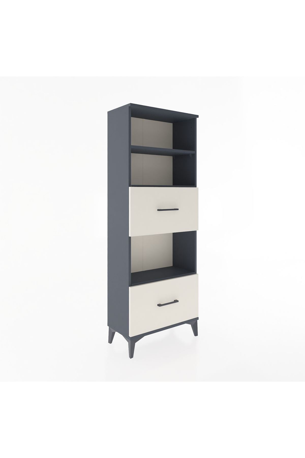 Arges Dolap 3 Raflı 2 Çekmeceli 60x30x163 Antrasit-Aytaşı