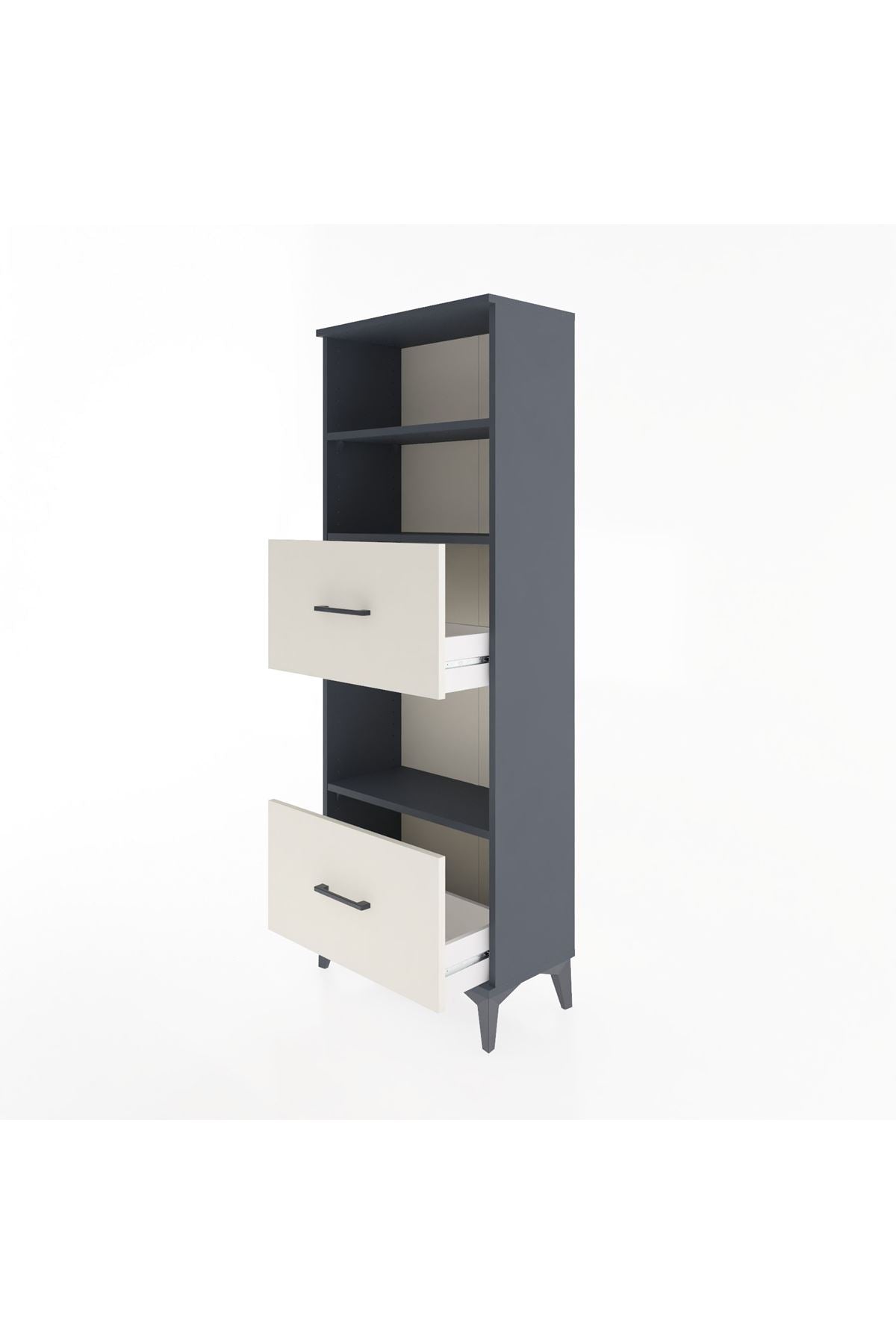 Arges Dolap 3 Raflı 2 Çekmeceli 60x30x163 Antrasit-Aytaşı