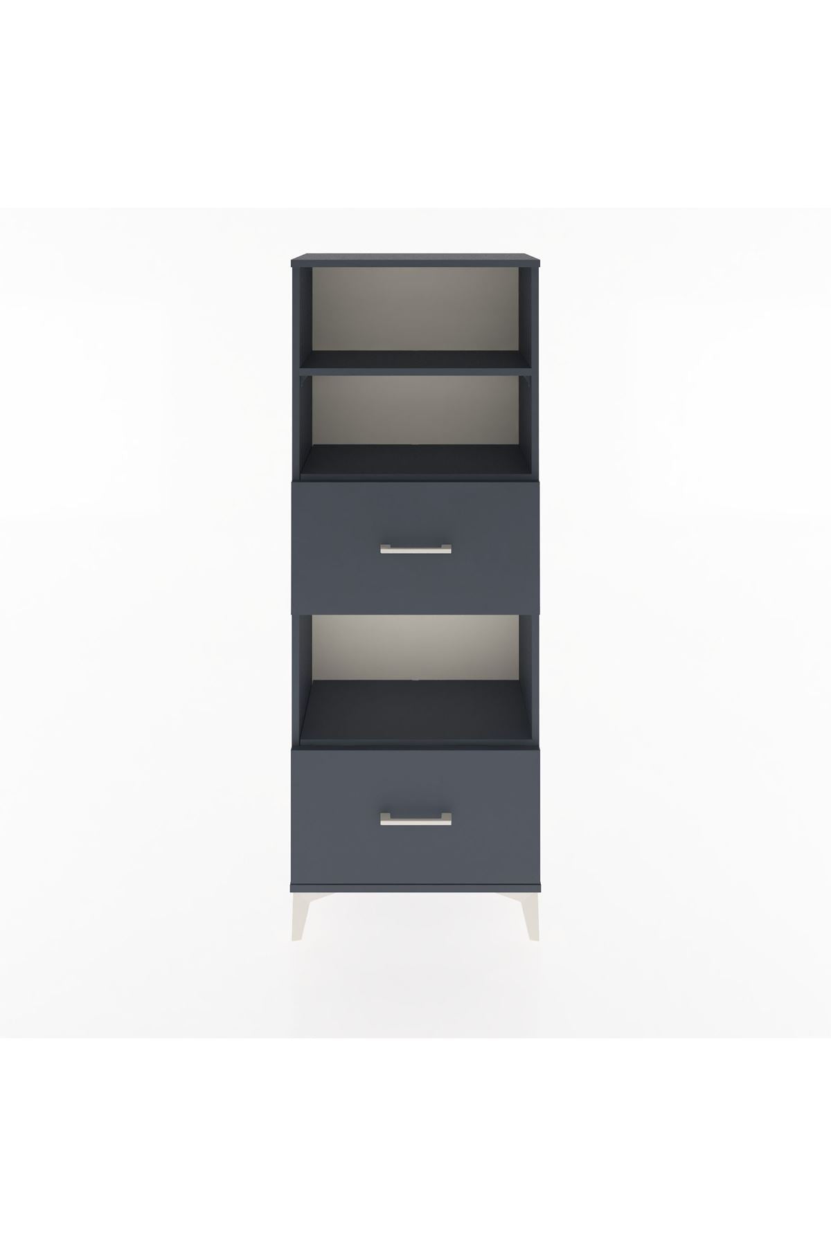 Arges Dolap 3 Raflı 2 Çekmeceli 60x30x163 Antrasit-Antrasit