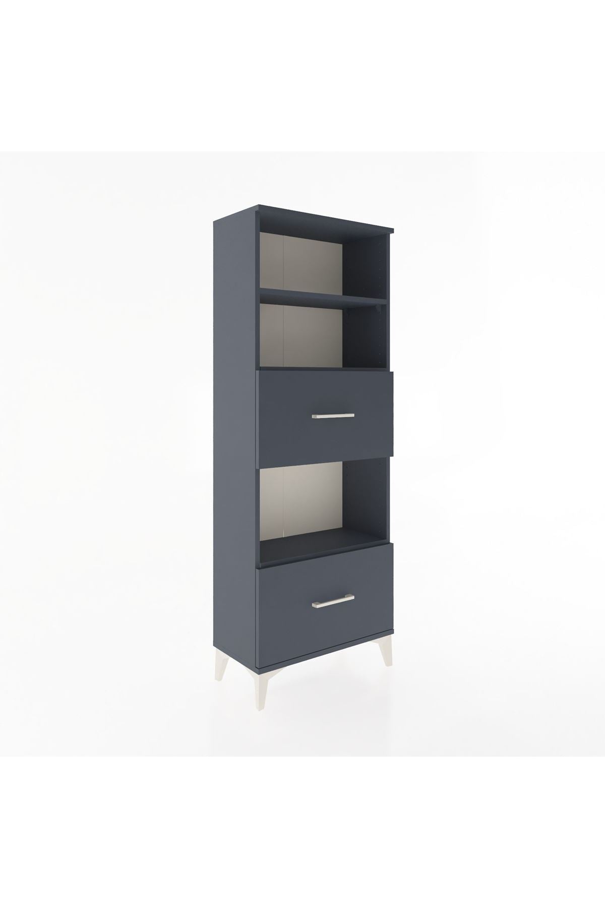 Arges Dolap 3 Raflı 2 Çekmeceli 60x30x163 Antrasit-Antrasit