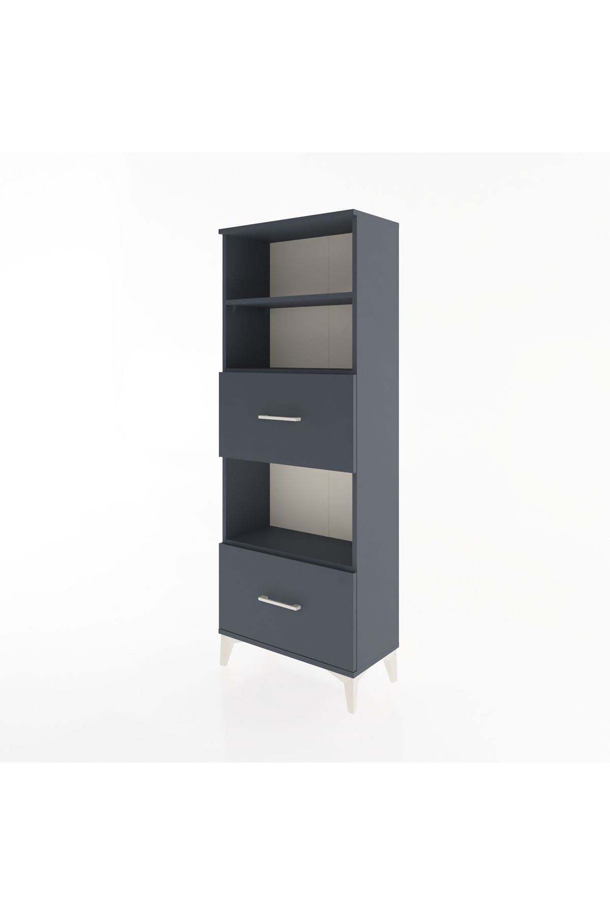 Arges Dolap 3 Raflı 2 Çekmeceli 60x30x163 Antrasit-Antrasit