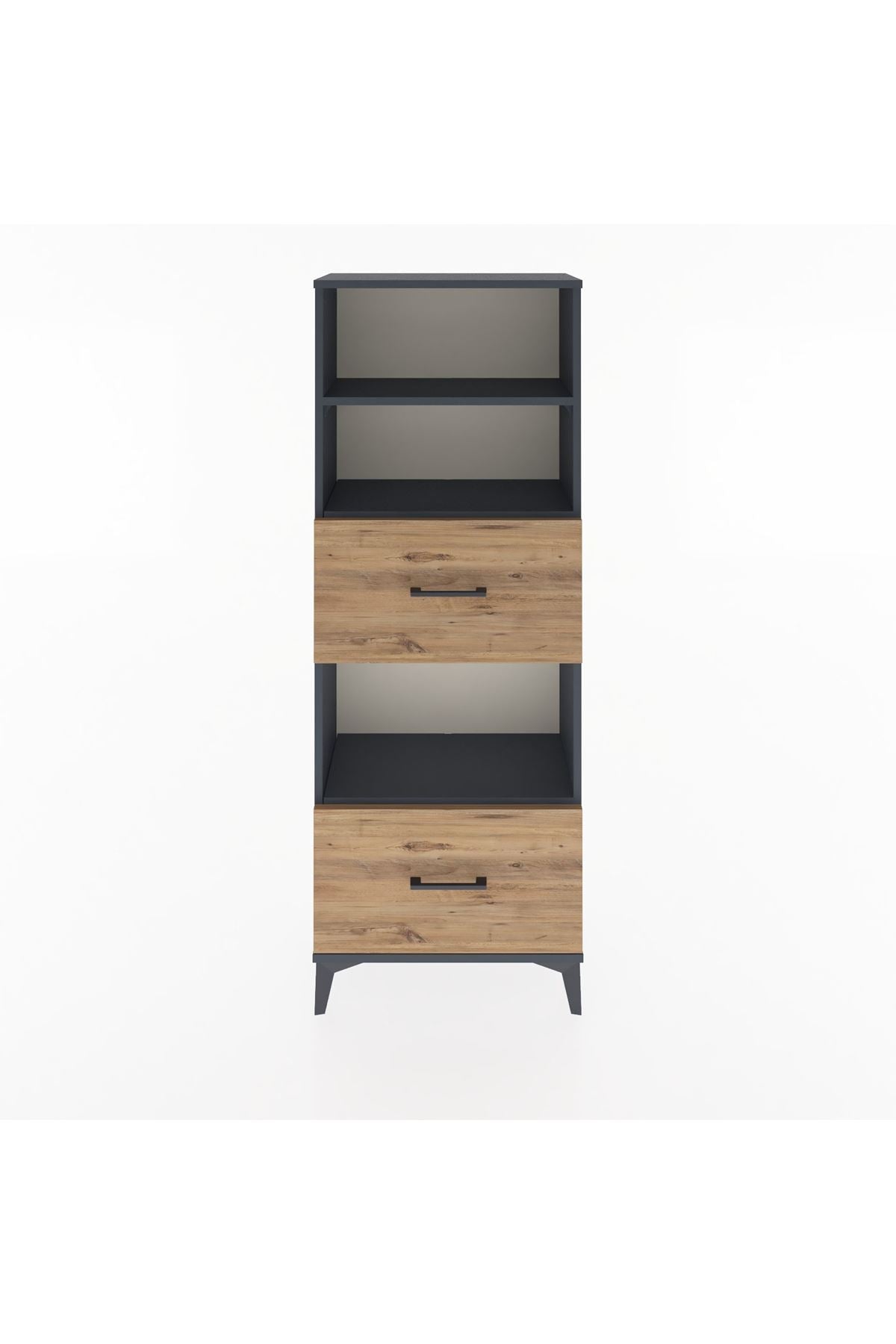 Arges Dolap 3 Raflı 2 Çekmeceli 60x30x163 Antrasit-Çam