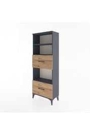 Arges Dolap 3 Raflı 2 Çekmeceli 60x30x163 Antrasit-Çam