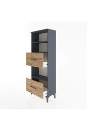 Arges Dolap 3 Raflı 2 Çekmeceli 60x30x163 Antrasit-Çam