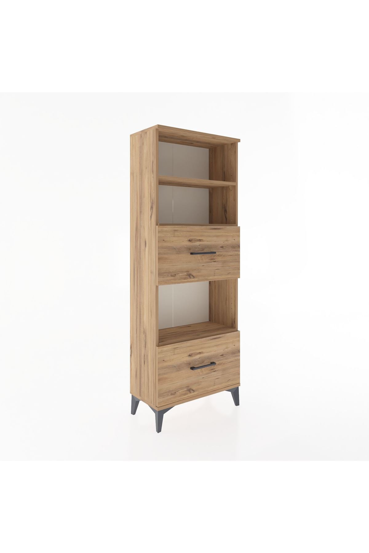 Arges Dolap 3 Raflı 2 Çekmeceli 60x30x163 Çam-Çam