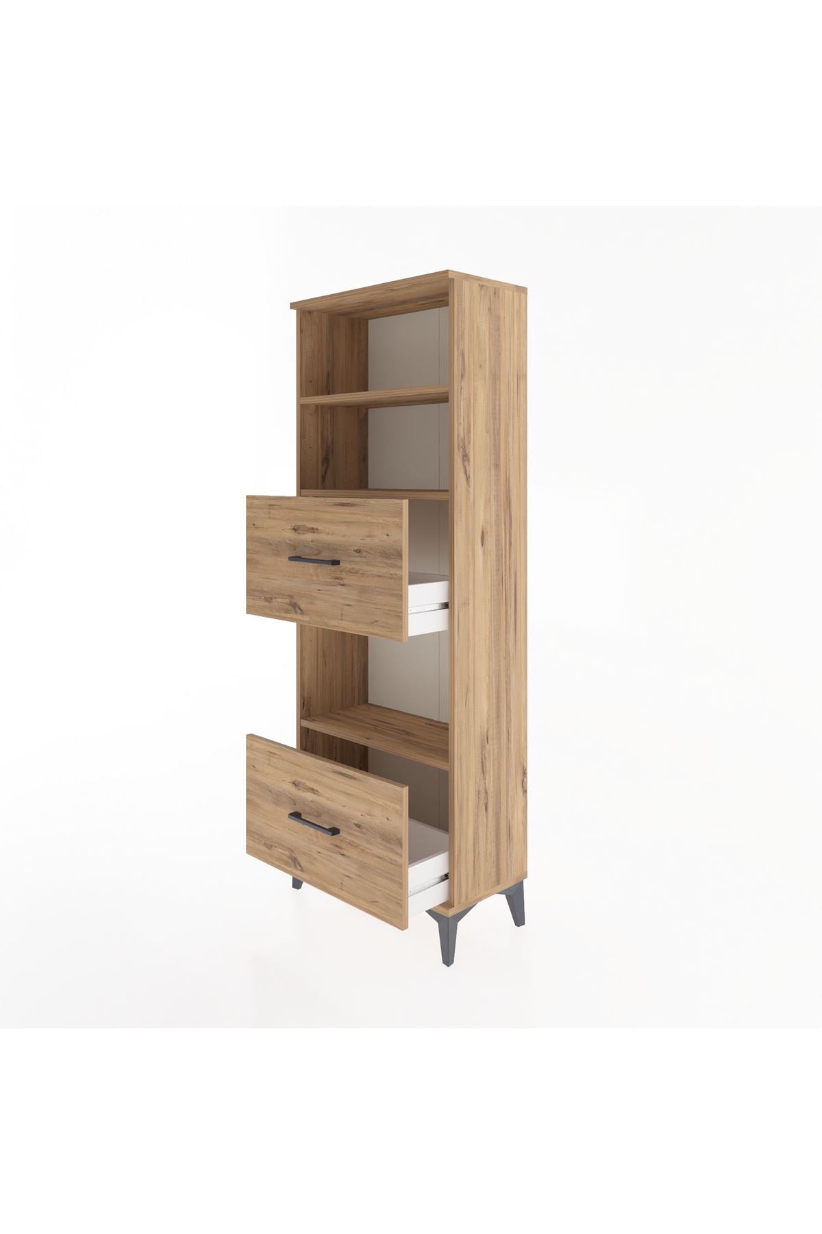 Arges Dolap 3 Raflı 2 Çekmeceli 60x30x163 Çam-Çam