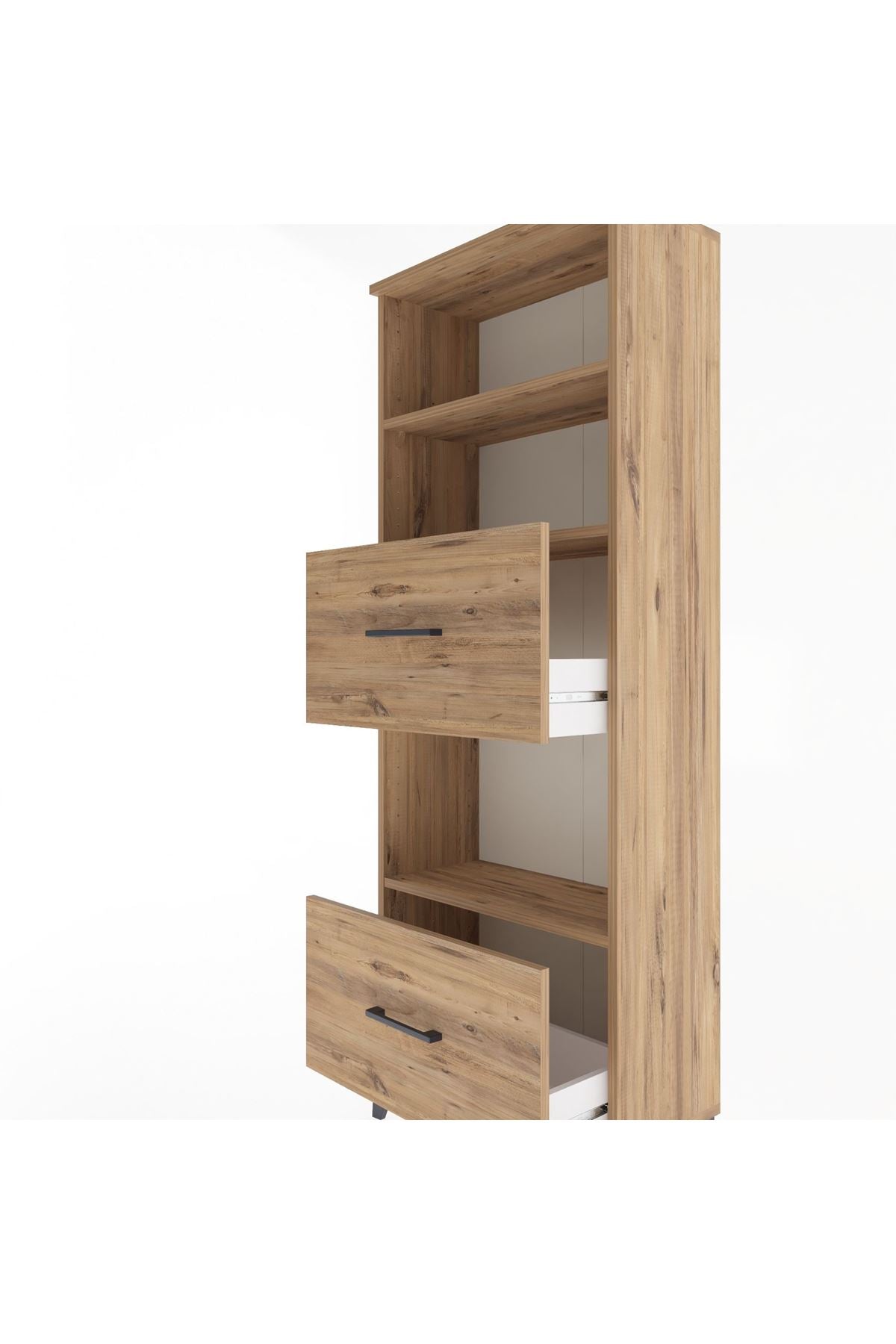 Arges Dolap 3 Raflı 2 Çekmeceli 60x30x163 Çam-Çam