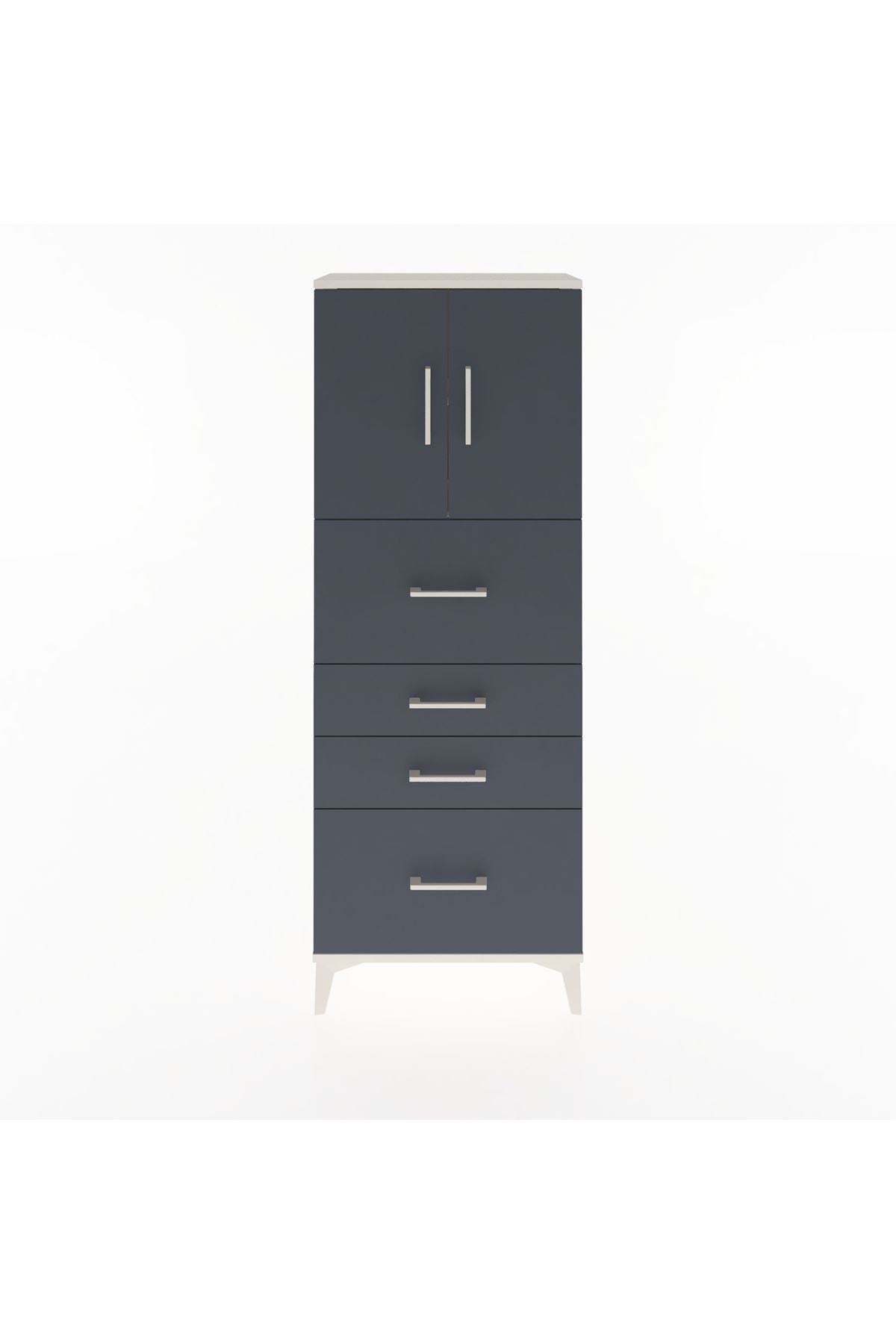 Arges Dolap 2 Raflı 4 Çekmeceli 2 Kapaklı 60x30x163 Aytaşı-Antrasit