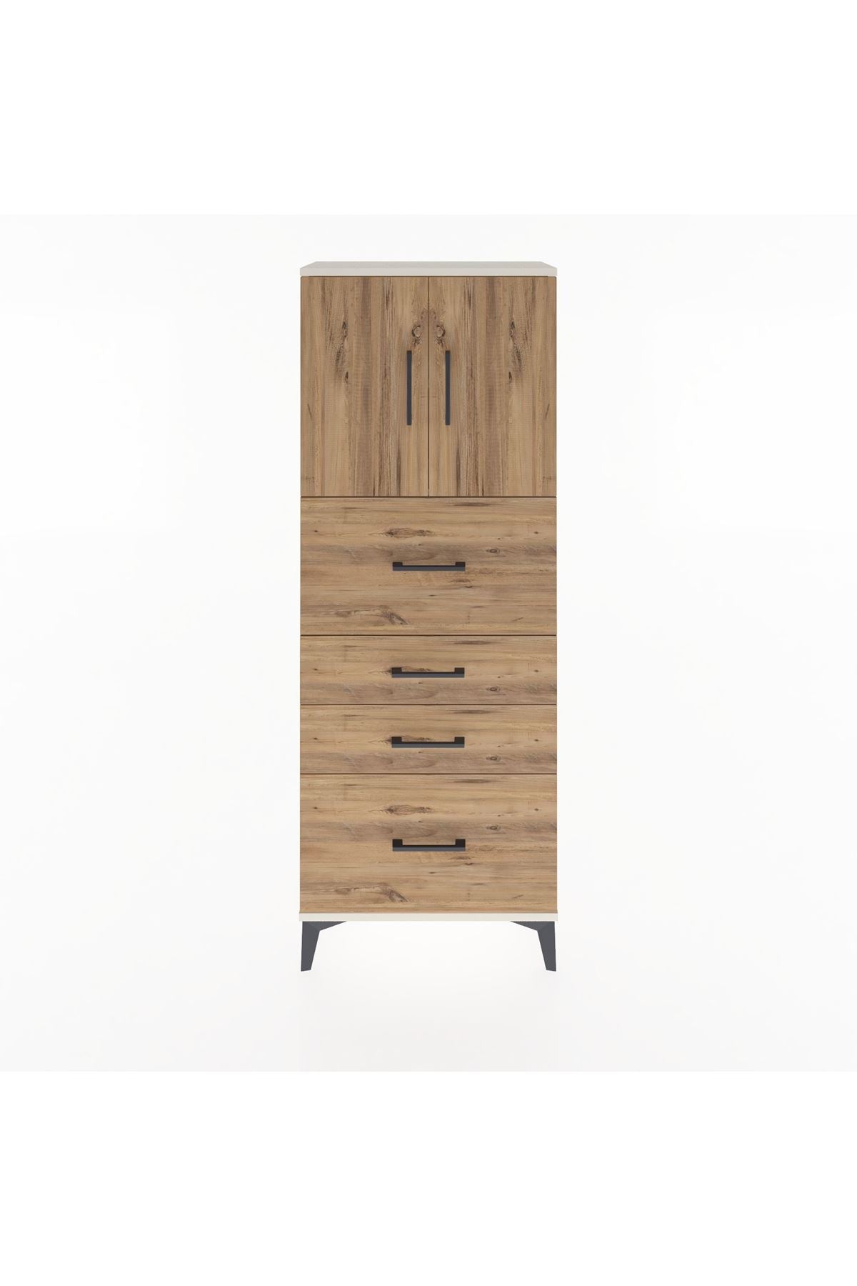 Arges Dolap 2 Raflı 4 Çekmeceli 2 Kapaklı 60x30x163 Aytaşı-Çam