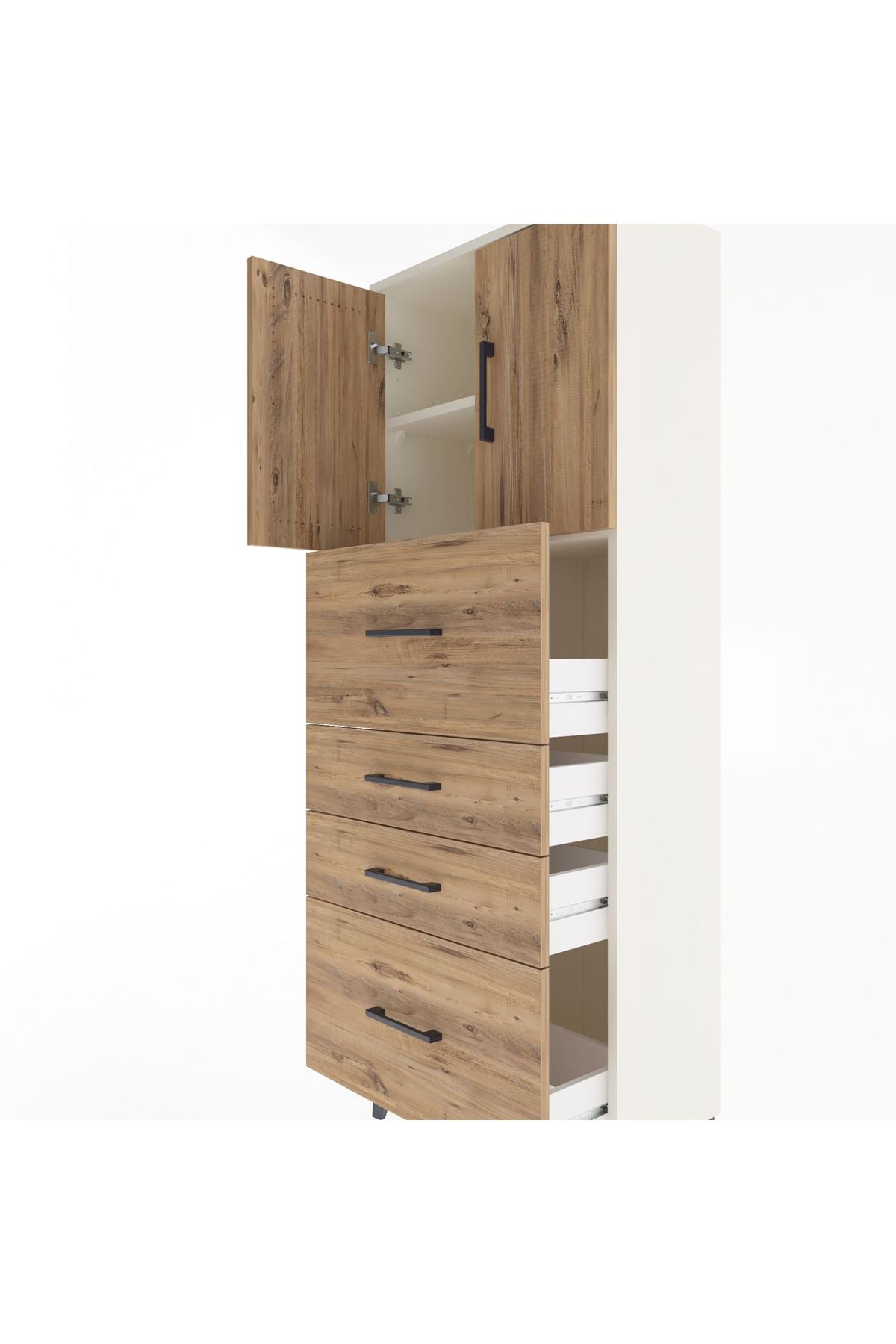 Arges Dolap 2 Raflı 4 Çekmeceli 2 Kapaklı 60x30x163 Aytaşı-Çam