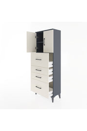 Arges Dolap 2 Raflı 4 Çekmeceli 2 Kapaklı 60x30x163 Antrasit-Aytaşı
