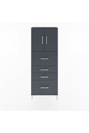 Arges Dolap 2 Raflı 4 Çekmeceli 2 Kapaklı 60x30x163 Antrasit-Antrasit