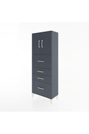 Arges Dolap 2 Raflı 4 Çekmeceli 2 Kapaklı 60x30x163 Antrasit-Antrasit