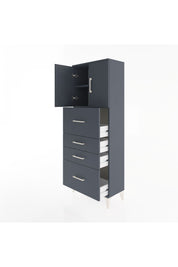 Arges Dolap 2 Raflı 4 Çekmeceli 2 Kapaklı 60x30x163 Antrasit-Antrasit