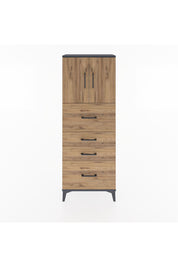 Arges Dolap 2 Raflı 4 Çekmeceli 2 Kapaklı 60x30x163 Antrasit-Çam