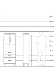 Arges Dolap 2 Raflı 4 Çekmeceli 2 Kapaklı 60x30x163 Antrasit-Çam