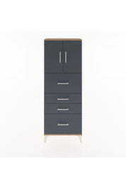 Arges Dolap 2 Raflı 4 Çekmeceli 2 Kapaklı 60x30x163 Çam-Antrasit