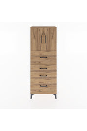 Arges Dolap 2 Raflı 4 Çekmeceli 2 Kapaklı 60x30x163 Çam-Çam