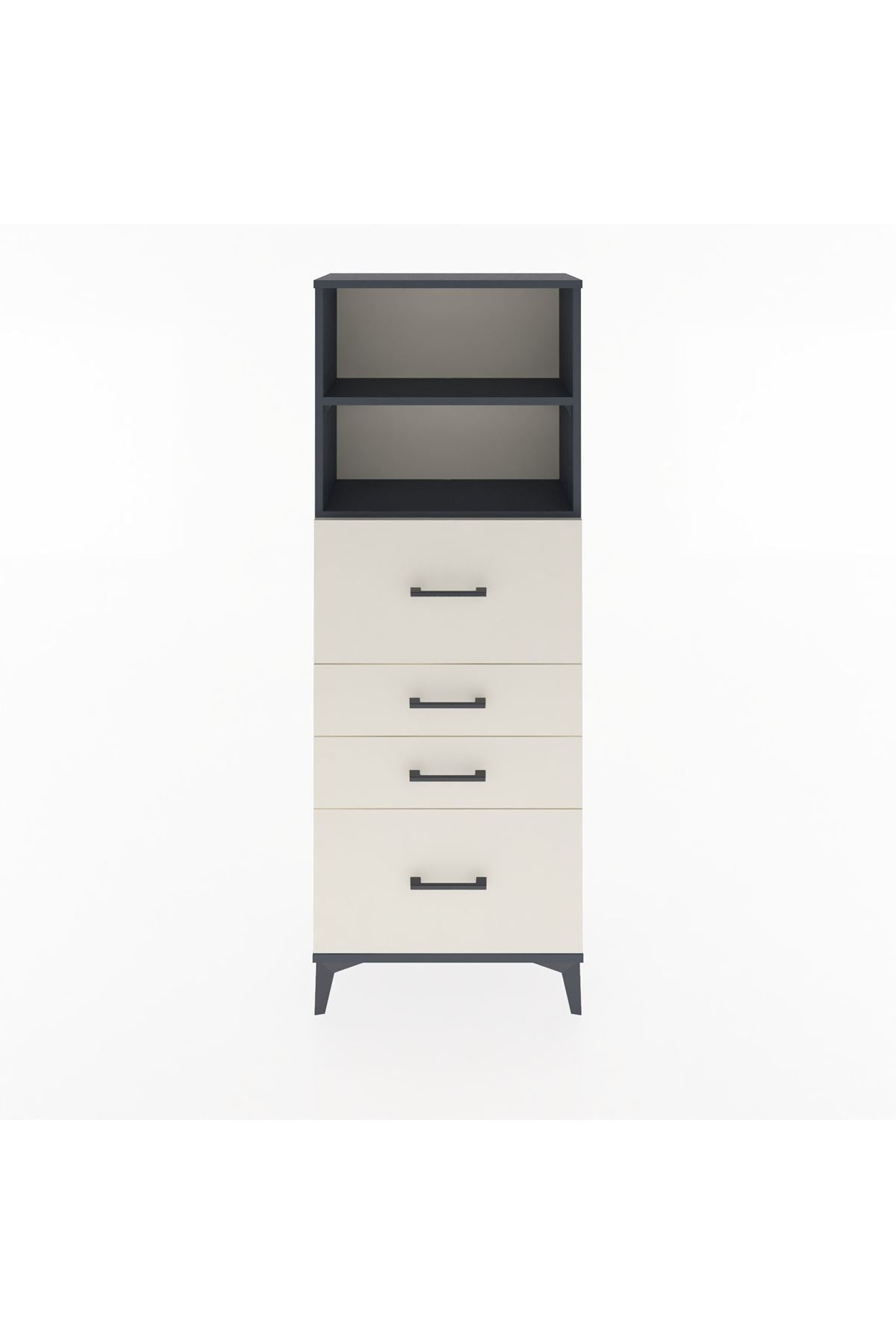 Arges Dolap 2 Raflı 4 Çekmeceli 60x30x163 Antrasit-Aytaşı