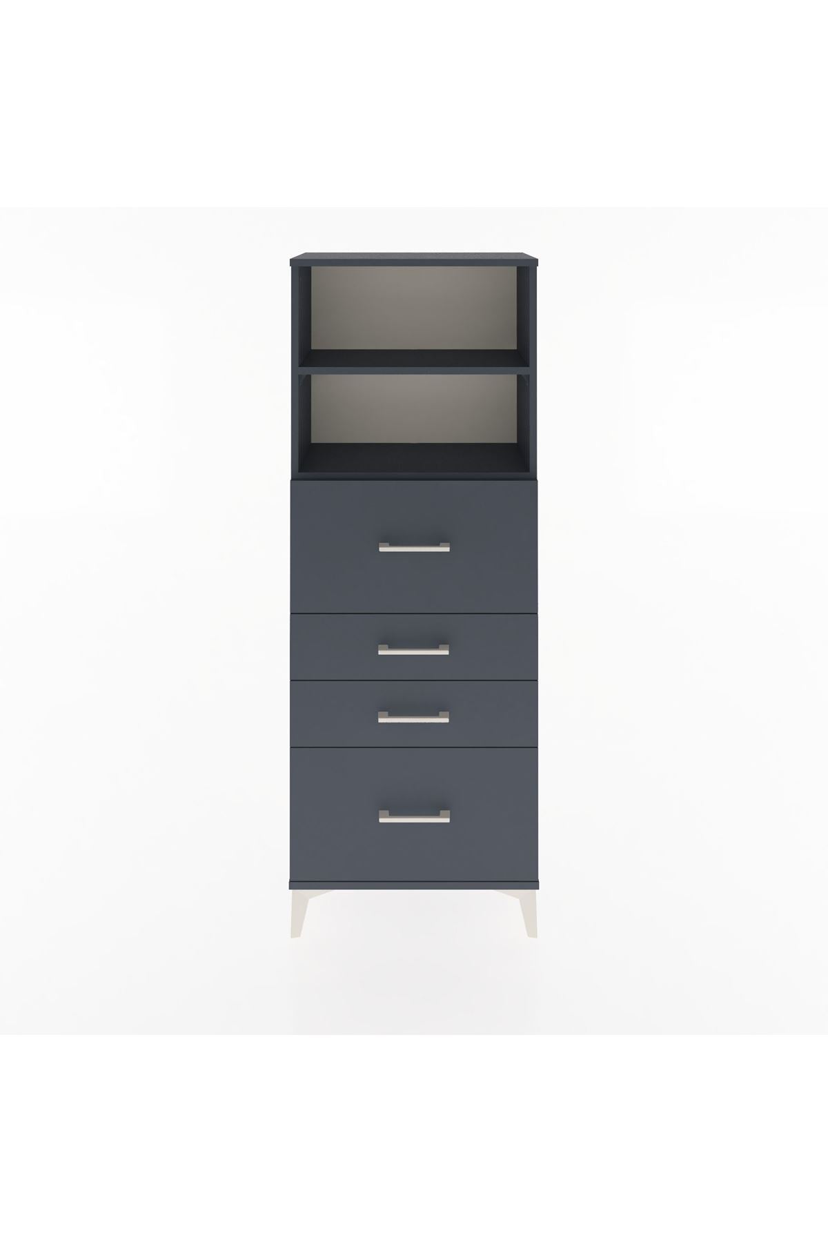 Arges Dolap 2 Raflı 4 Çekmeceli 60x30x163 Antrasit-Antrasit