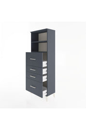 Arges Dolap 2 Raflı 4 Çekmeceli 60x30x163 Antrasit-Antrasit