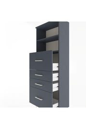 Arges Dolap 2 Raflı 4 Çekmeceli 60x30x163 Antrasit-Antrasit