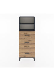 Arges Dolap 2 Raflı 4 Çekmeceli 60x30x163 Antrasit-Çam