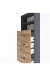 Arges Dolap 2 Raflı 4 Çekmeceli 60x30x163 Antrasit-Çam