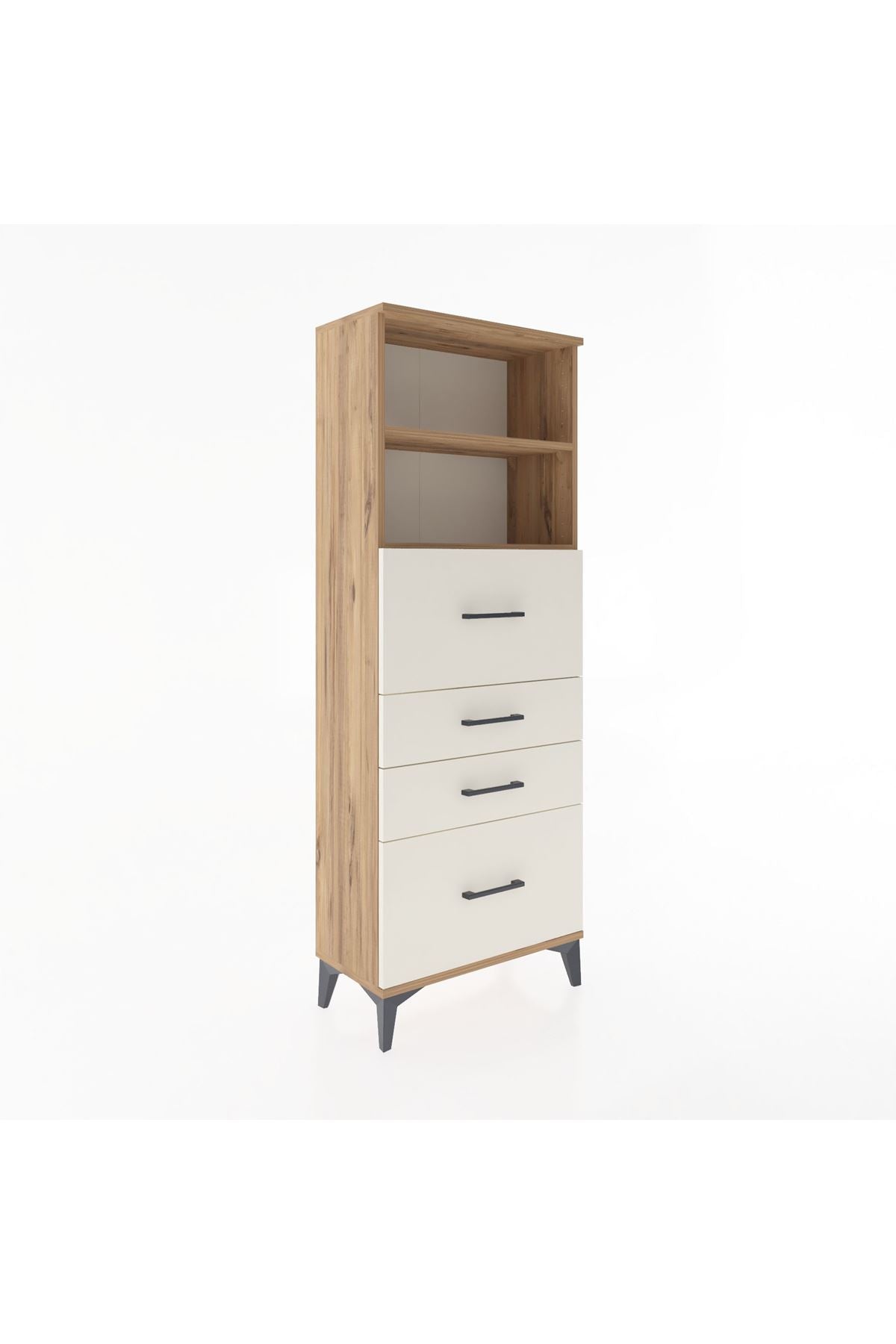 Arges Dolap 2 Raflı 4 Çekmeceli 60x30x163 Çam-Aytaşı