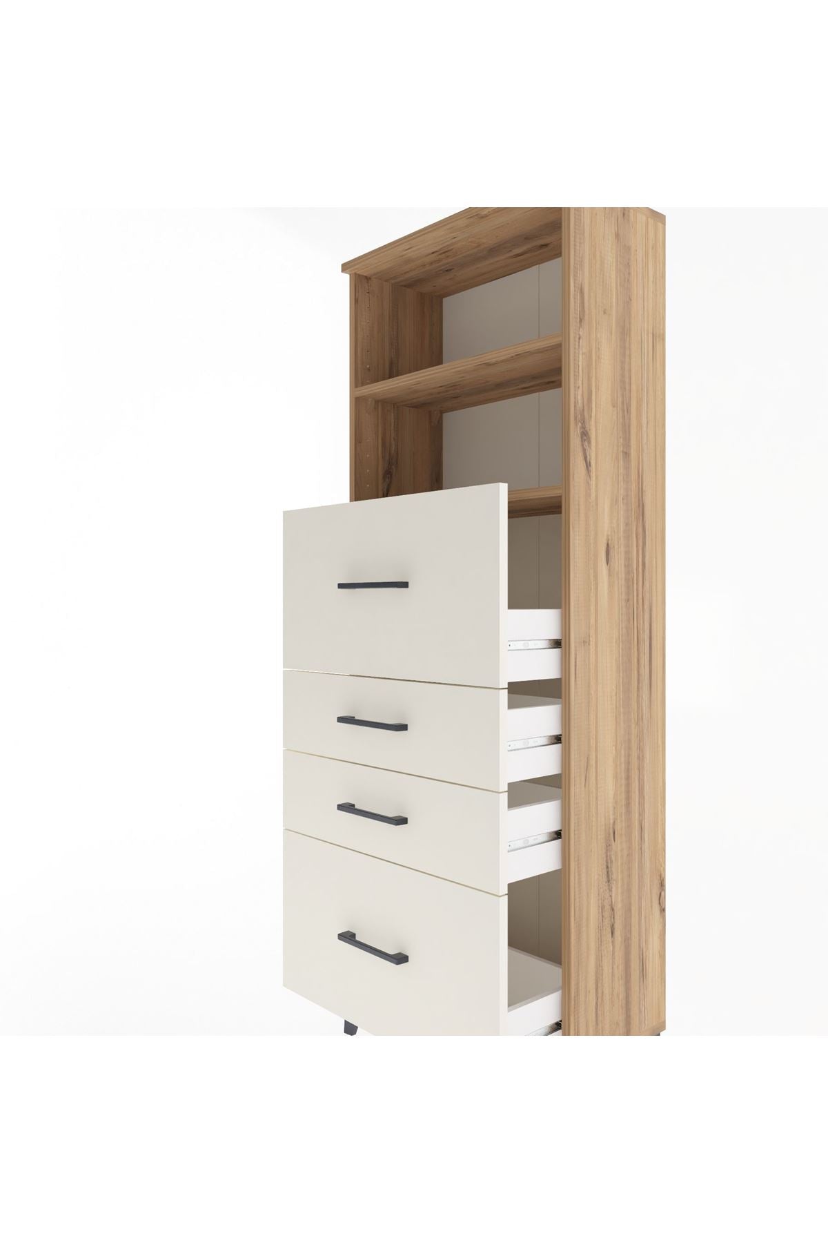 Arges Dolap 2 Raflı 4 Çekmeceli 60x30x163 Çam-Aytaşı