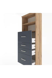 Arges Dolap 2 Raflı 4 Çekmeceli 60x30x163 Çam-Antrasit