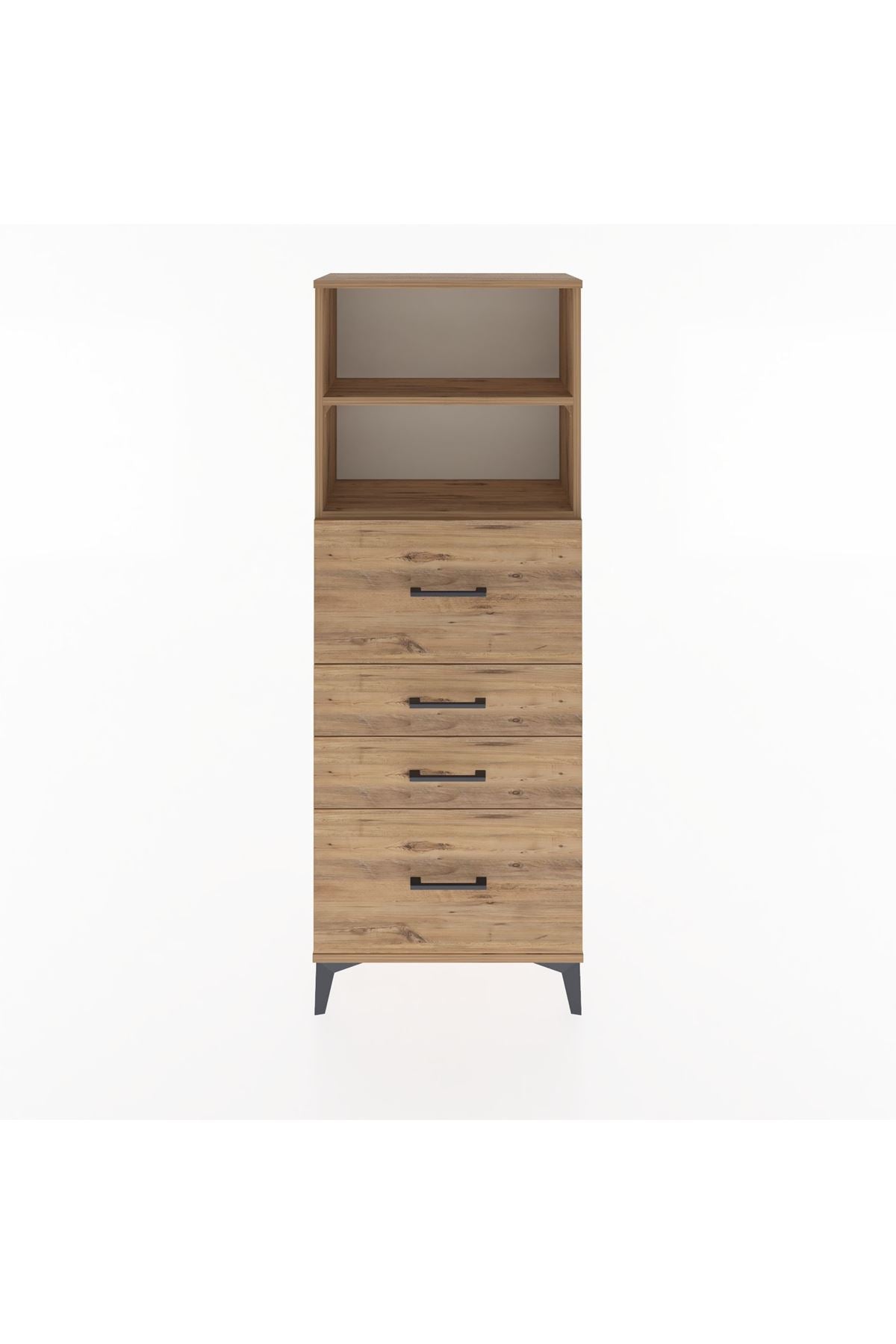 Arges Dolap 2 Raflı 4 Çekmeceli 60x30x163 Çam-Çam