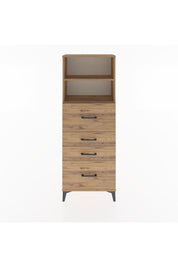 Arges Dolap 2 Raflı 4 Çekmeceli 60x30x163 Çam-Çam