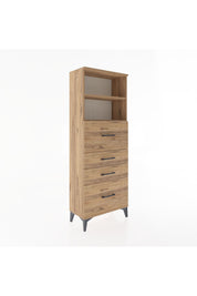 Arges Dolap 2 Raflı 4 Çekmeceli 60x30x163 Çam-Çam